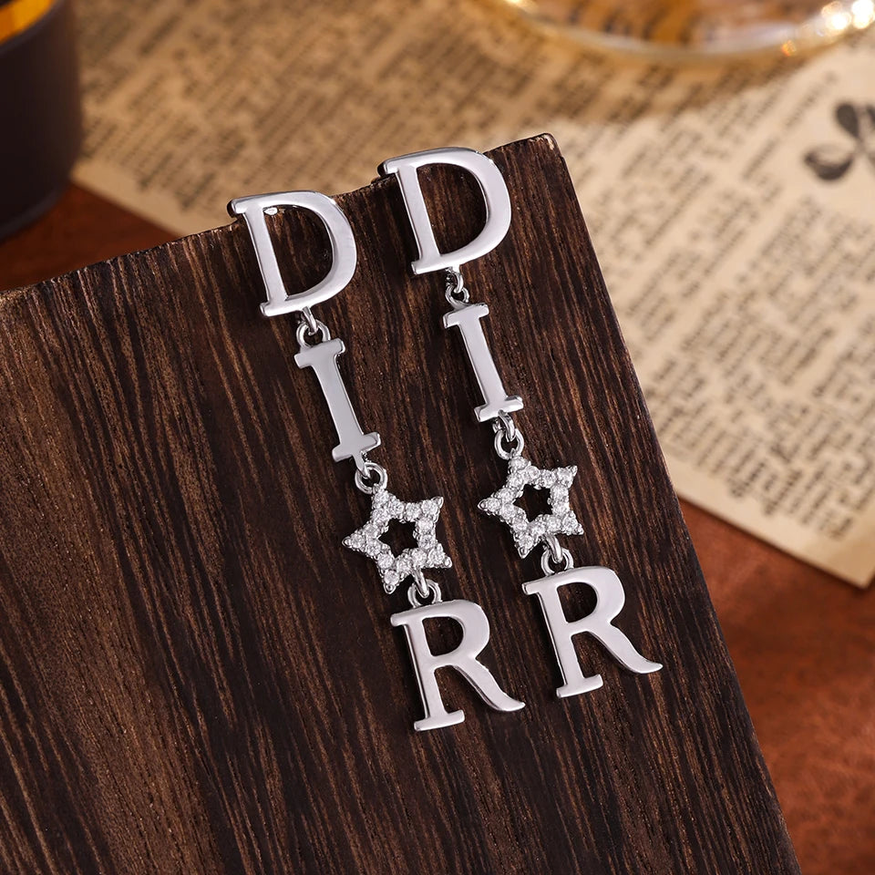 Luxury Pearl Drop Earrings - Designer D Letter Charm Hoop Earrings for Women