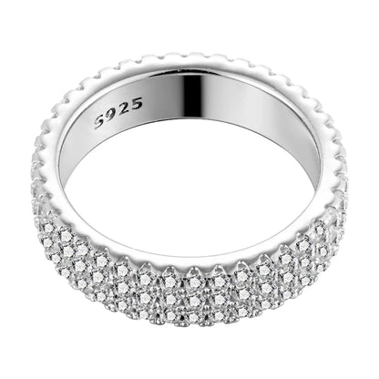 Full Moissanite Eternity Band - 925 Silver & 18K White Gold Plated, D Color VVS1 GRA