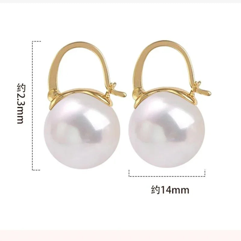 Sterling Silver Pearl Hook Earrings - 18K Gold Elegant Wedding Designer Jewelry for Women