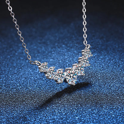 Oval Moissanite Pendant Necklace - 925 Sterling Silver & 18K White Gold, 1.7ct, D Color VVS1, GRA Certified