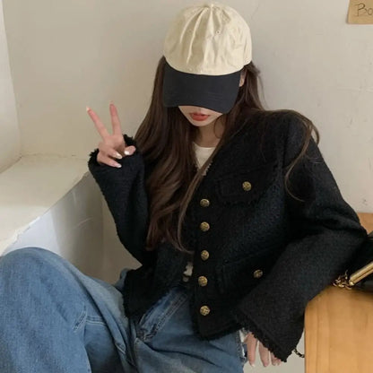 Y2K Tweed Jacket - Korean Style Autumn Winter 2025