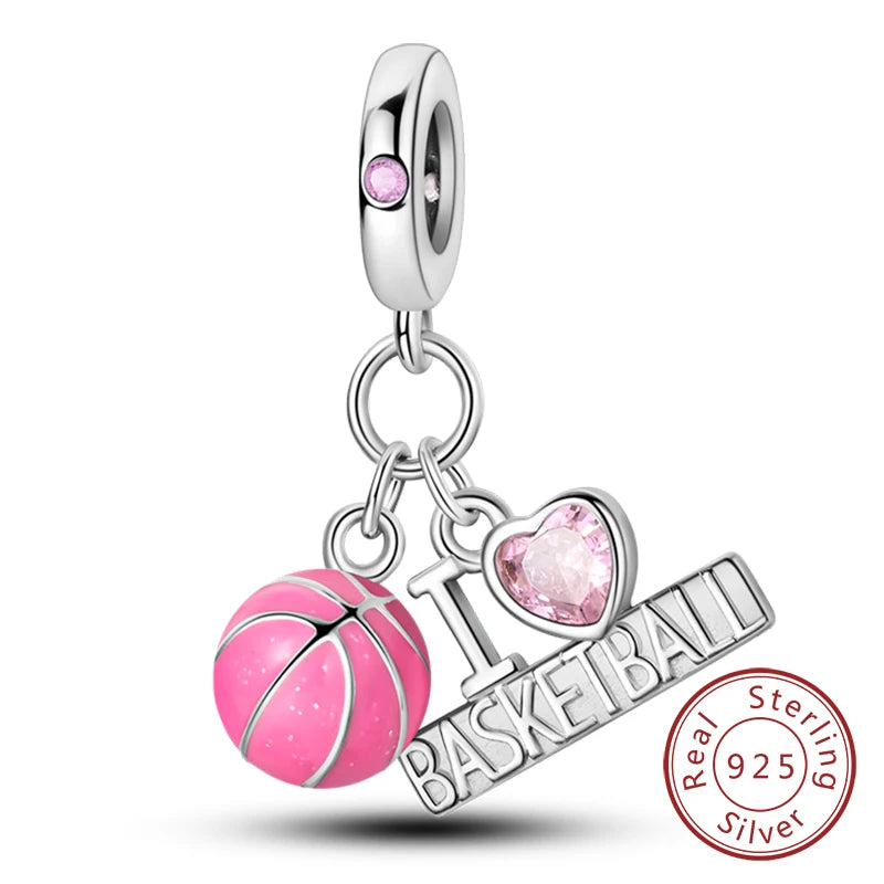 925 Sterling Silver Pink Pendant Charm Bead | Fits Pandora Bracelets & Necklaces | DIY Fine Jewelry