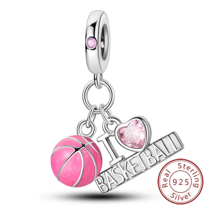 925 Sterling Silver Pink Pendant Charm Bead | Fits Pandora Bracelets & Necklaces | DIY Fine Jewelry