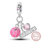 925 Sterling Silver Pink Pendant Charm Bead | Fits Pandora Bracelets & Necklaces | DIY Fine Jewelry