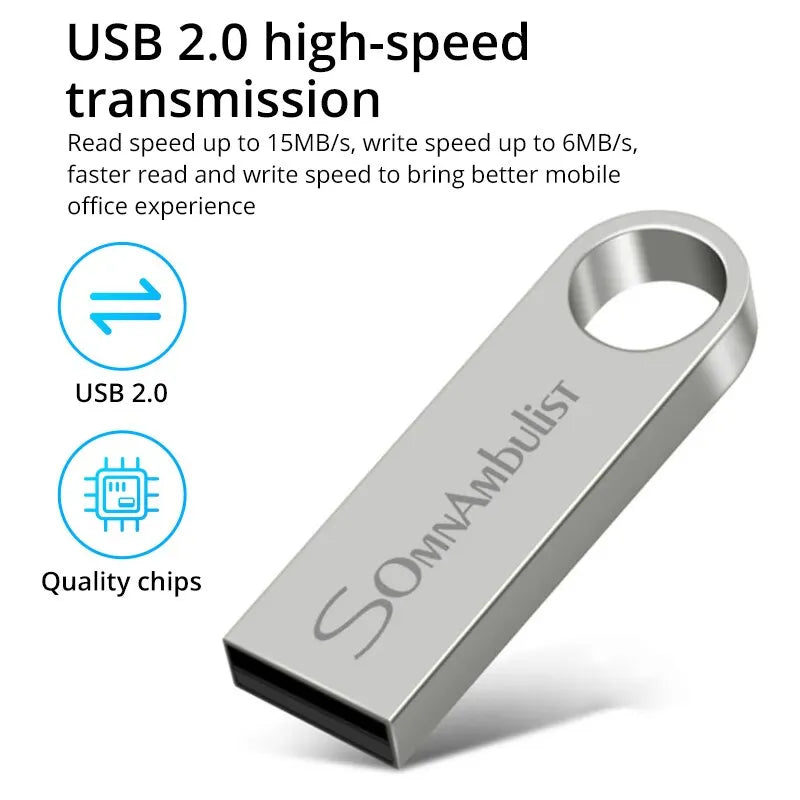 USB Flash Drive | High-Speed USB 2.0 Metal Pen Drive | 4GB to 128GB | Silver & Black