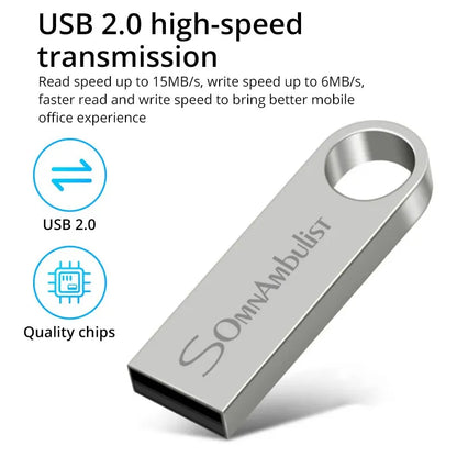USB Flash Drive | High-Speed USB 2.0 Metal Pen Drive | 4GB to 128GB | Silver & Black