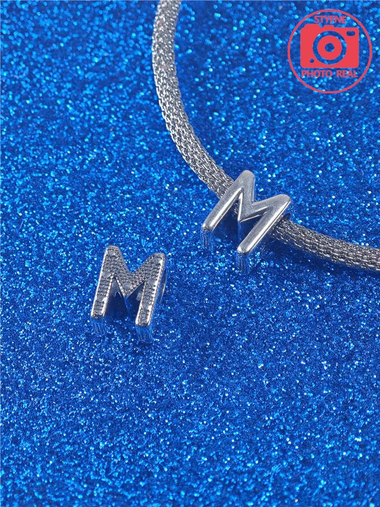 925 Sterling Silver Alphabet Letter Charm Bead | A-Z English Letters Fit Pandora Bracelets for Women
