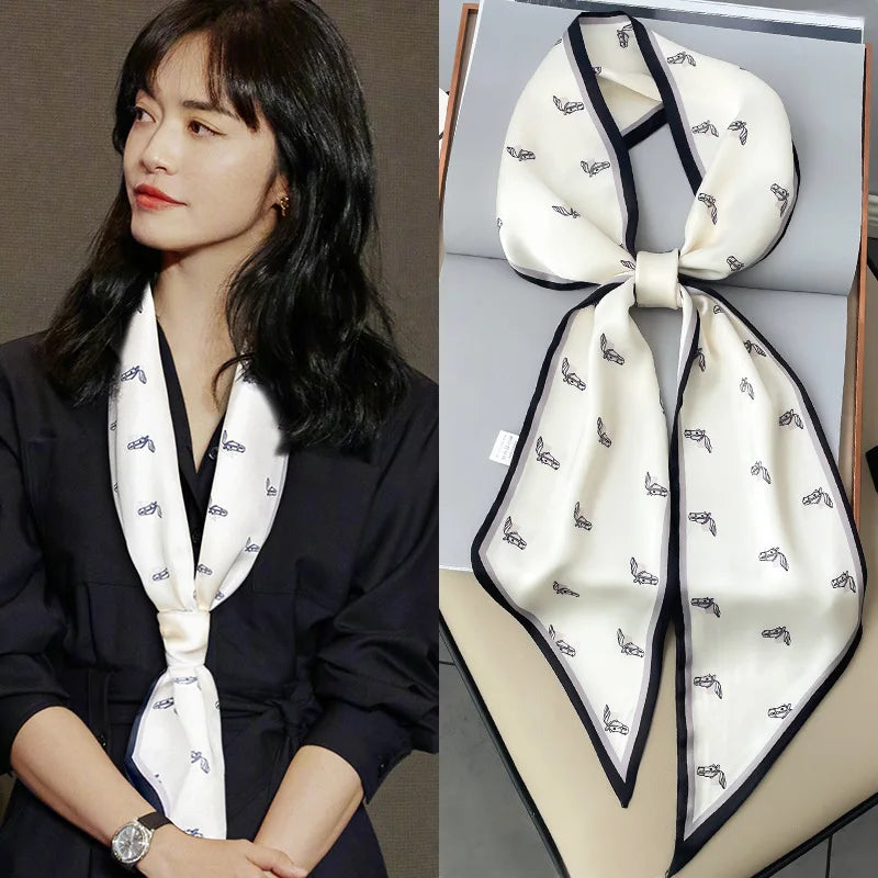 Luxury Long Silk Satin Scarf Belt - Soft Headscarf & Hair Band Accessory