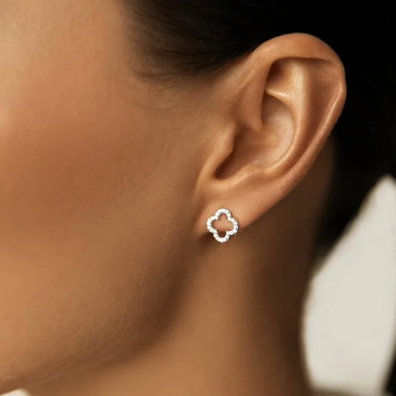 New Simple Hollow Four Leaf Clover Earrings for Women  Trend Jewelry Gift for Her