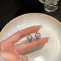 Trendy Sterling Silver Letter M Colour Crystal Hoop Earring for Women Korean Charm Hip-hop Jewelry Accessory Gift No Allergy