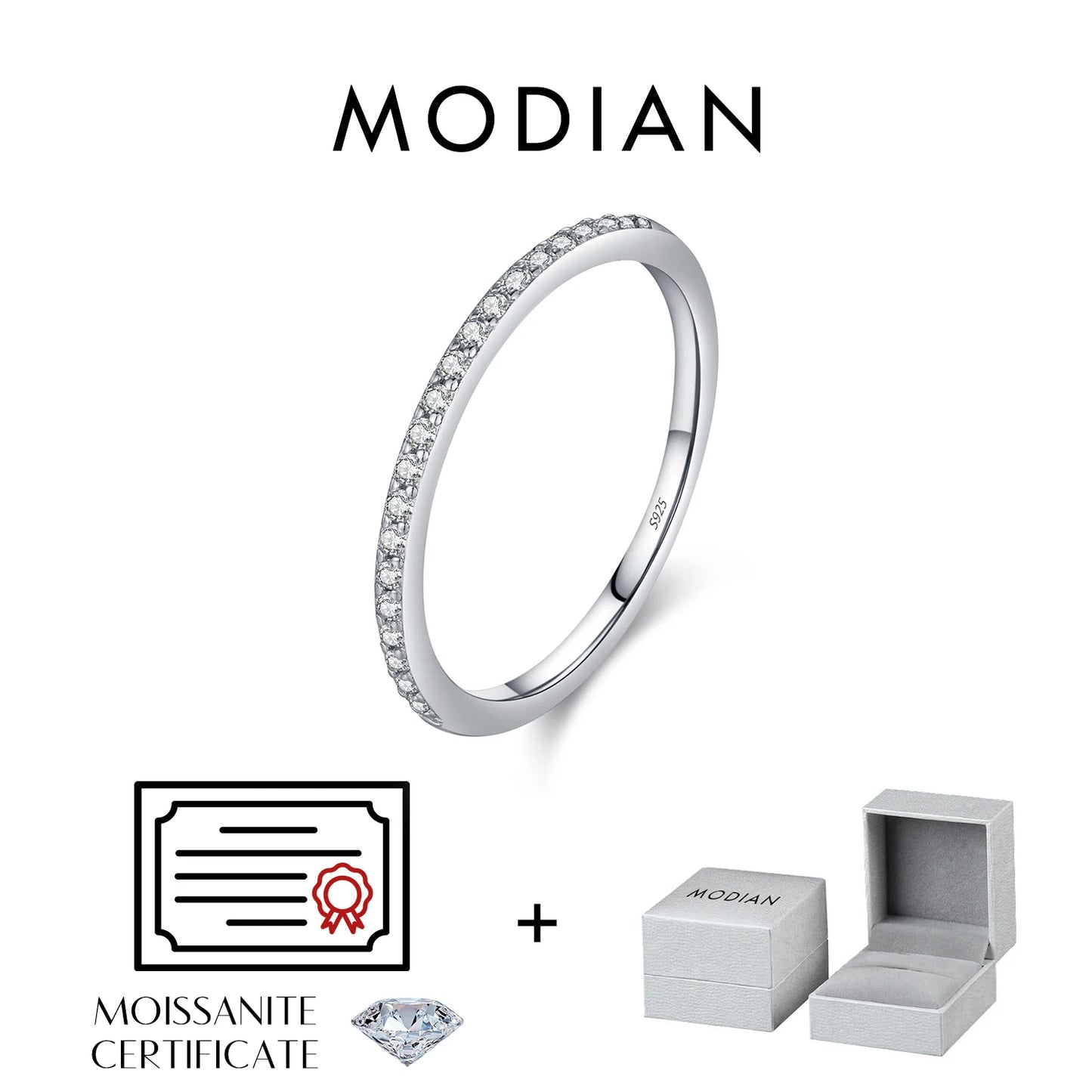 Moissanite Eternity Band - 925 Sterling Silver, D Color VVS1, CMA Certified