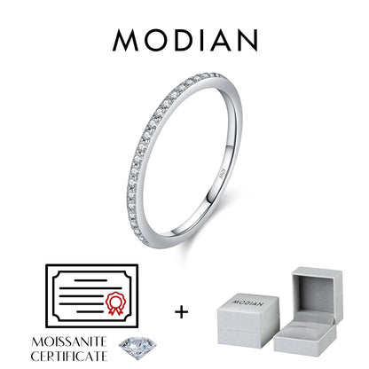 Moissanite Eternity Band - 925 Sterling Silver, D Color VVS1, CMA Certified