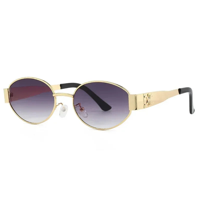 Retro Oval Metal Sunglasses - Luxury Fashion UV400 Unisex Eyewear