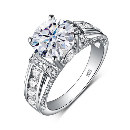2ct Moissanite or Zirconia Bridal Ring - Solid 925 Sterling Silver & 14K White Gold, D Color VVS1