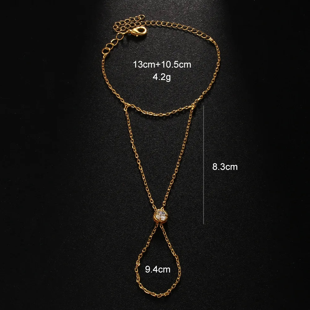 Luxury Zircon Chain Bracelet for Women — Gold & Silver Geometric Hand Jewelry