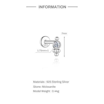 Moissanite Stud Earrings - 925 Sterling Silver, 0.03-1.2ct, D Color, GDTC Certified