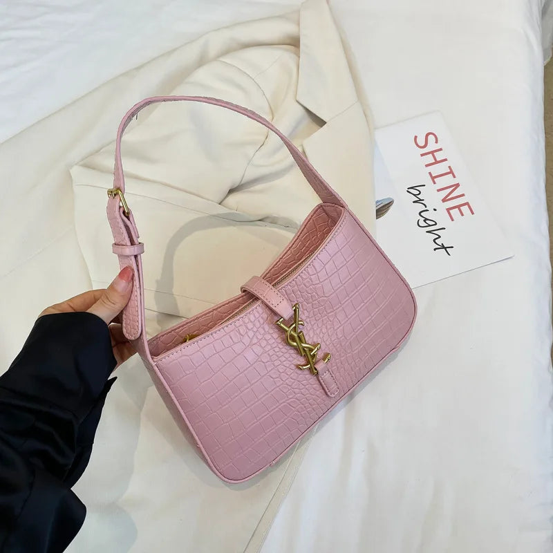 2025 New Fashion Favorite Fashion Crocodile Pattern Stick Bag Women's Fashion Trend Handbag Casual Single Shoulder Underarm Bag