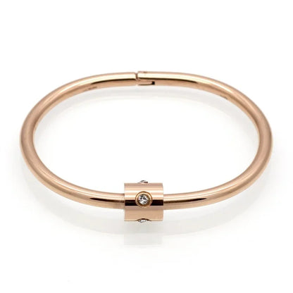 Titanium Steel Inspiration Bracelet - 18K Gold Plated with Zircon Bangle