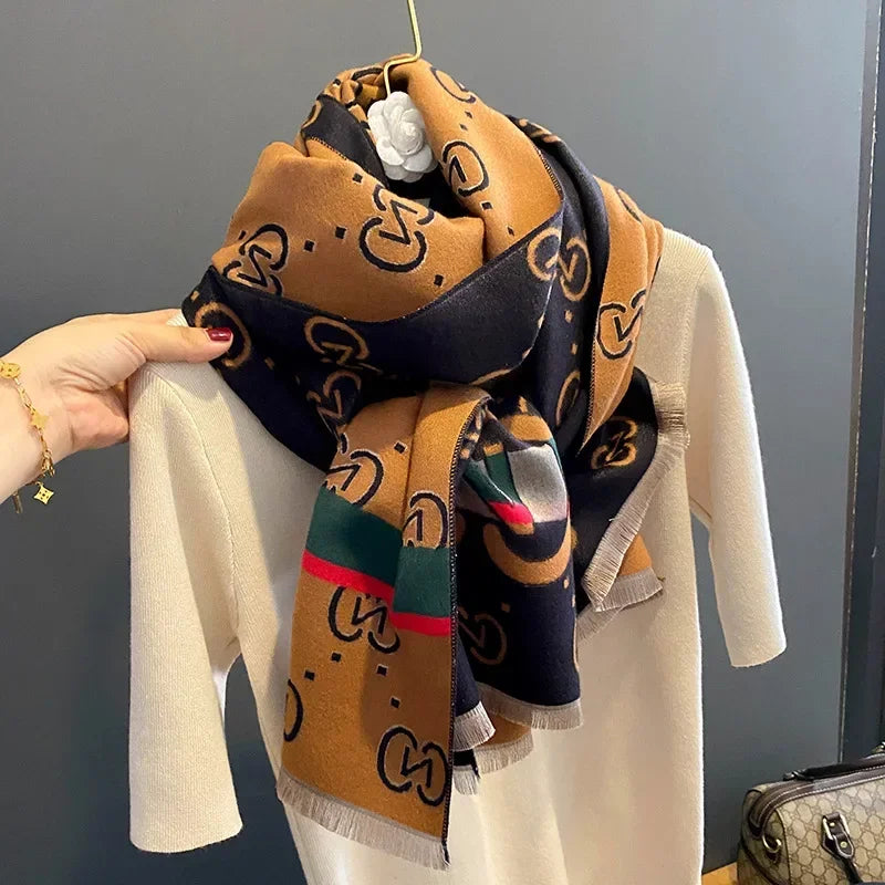 Luxury Designer Cashmere Scarf - Warm Winter Pashmina Shawl Blanket Wrap