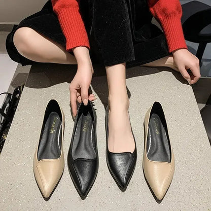Women's Classic Pointed Toe Flats - Business Office Shoes