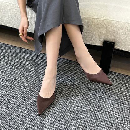 Women's Pointed Toe Mule Slippers - Low Heel Slide Pumps