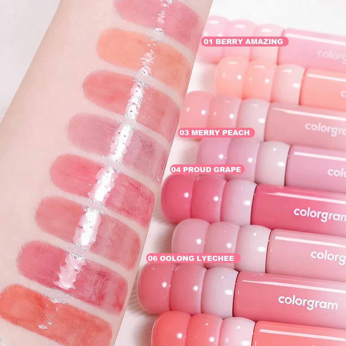 COLORGRAM FRUITY GLASS TINT MILK,High Shine&Glass Finish,Long-Wearing&Non-Sticky,Natural-Looking,Korean Cosmetic,Korean Makeup