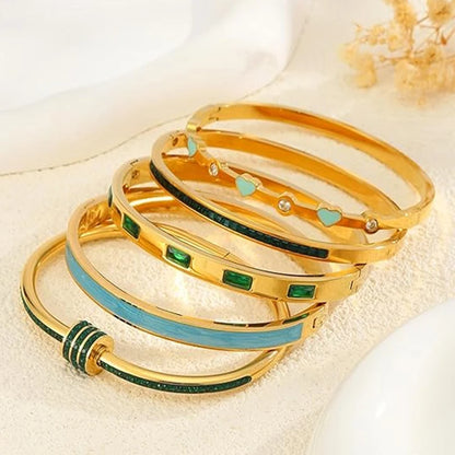 Stainless Steel Bangle Bracelet Designer Jewelry Gold Plated Bangles Women's Bracelets Woman Accessories for Women 2025 Trend