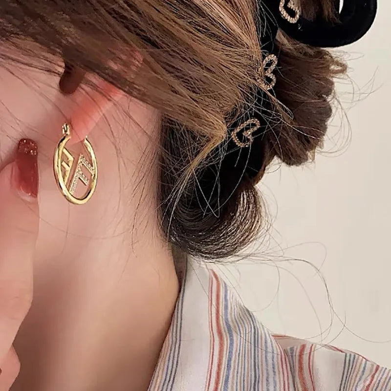 Letter F Hoop Earrings | Light Luxury Gold & Silver Plated
