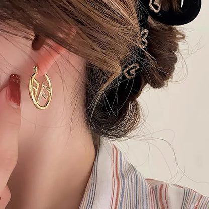 Letter F Hoop Earrings | Light Luxury Gold & Silver Plated