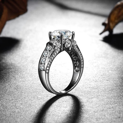 2ct Moissanite or Zirconia Bridal Ring - Solid 925 Sterling Silver & 14K White Gold, D Color VVS1