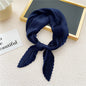 New Floral Print Pleated Silk Scarf Square Neck Scarves Crinkle Hair Bands Scarf Bandana Satin Hijab Head Wraps Neckerchief