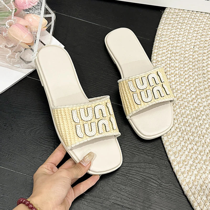 Women's Woven Beach Sandals - Summer Flip Flop Slides