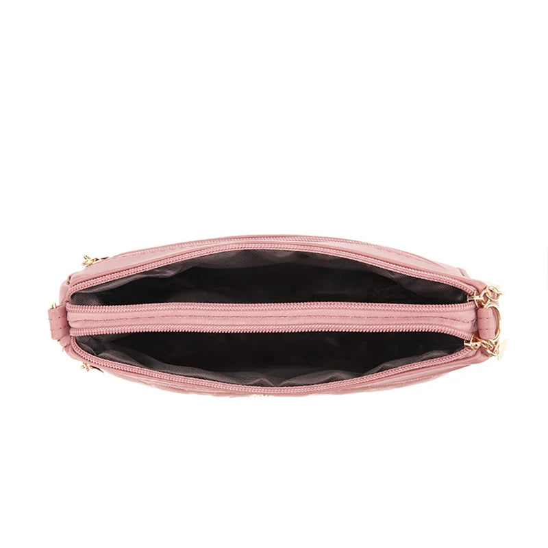 Fashion PU Leather Crossbody Bag - Large Capacity Shoulder Bag with Embroidery Detail