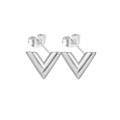 Stainless Steel Letter V Bracelets for Women Gold Color Alphabet Bangle Set Necklace Personality Pendant Design Gift for Friend