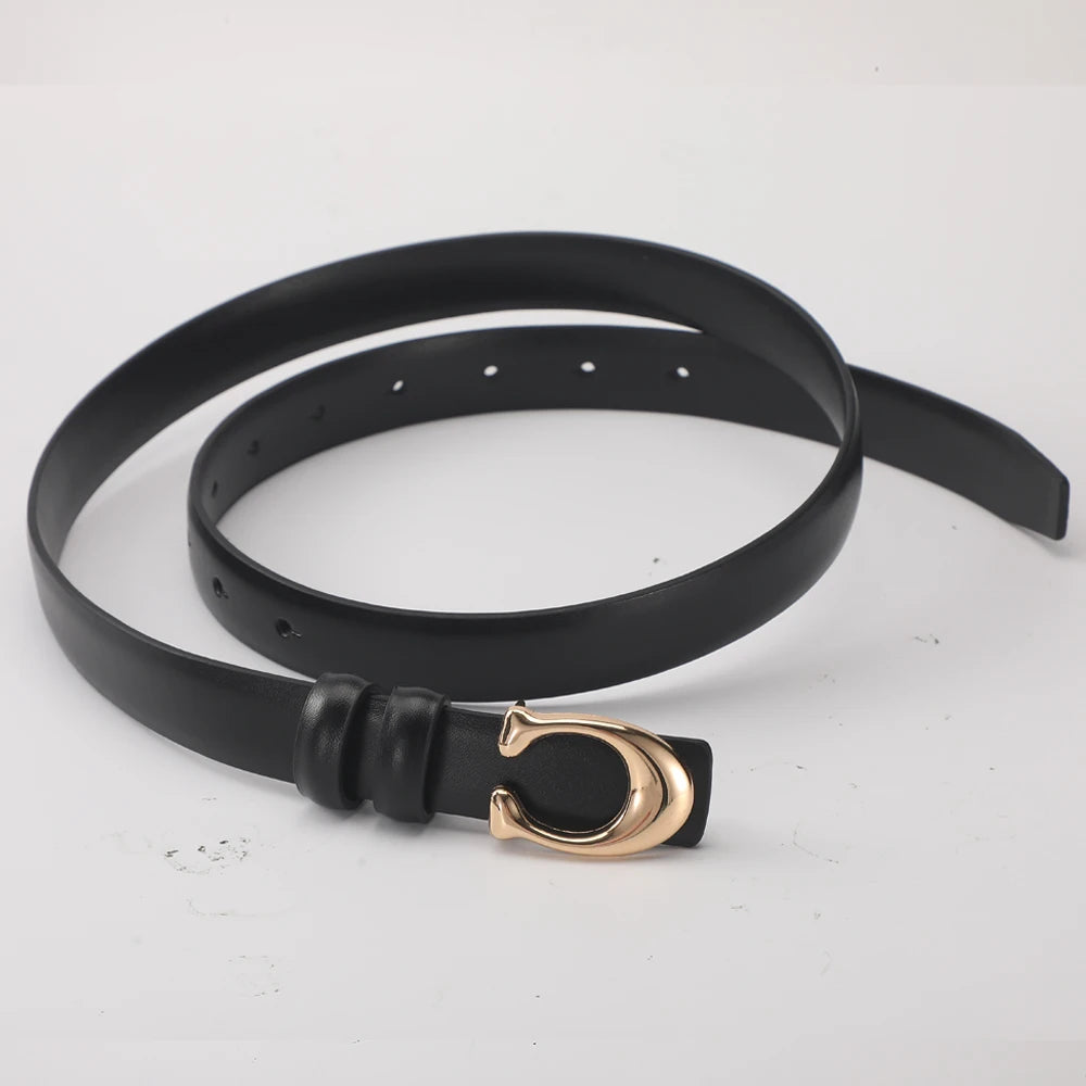 Elegant Women's PU Leather Belt - C-Shaped Buckle Fashion Belt with Gift Box