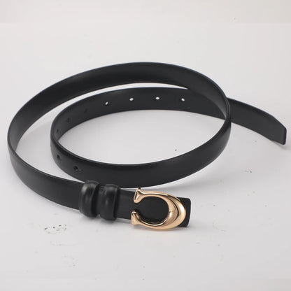 Elegant Women's PU Leather Belt - C-Shaped Buckle Fashion Belt with Gift Box