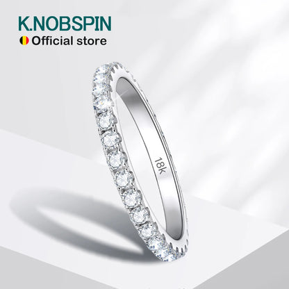 Moissanite Eternity Band - 925 Sterling Silver & 18K White Gold, D Color VVS1, GRA Certified