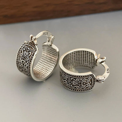 Sterling Silver Earrings For Women Trendy Simple Retro Flower Earring Jewelry Prevent Allergy Party Christmas Accessories