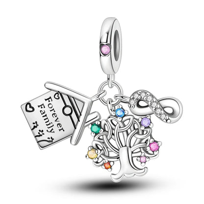 925 Sterling Silver Tree of Life, Peach Heart & Sweet Love Charm Bead | Fits Bracelets & Necklaces