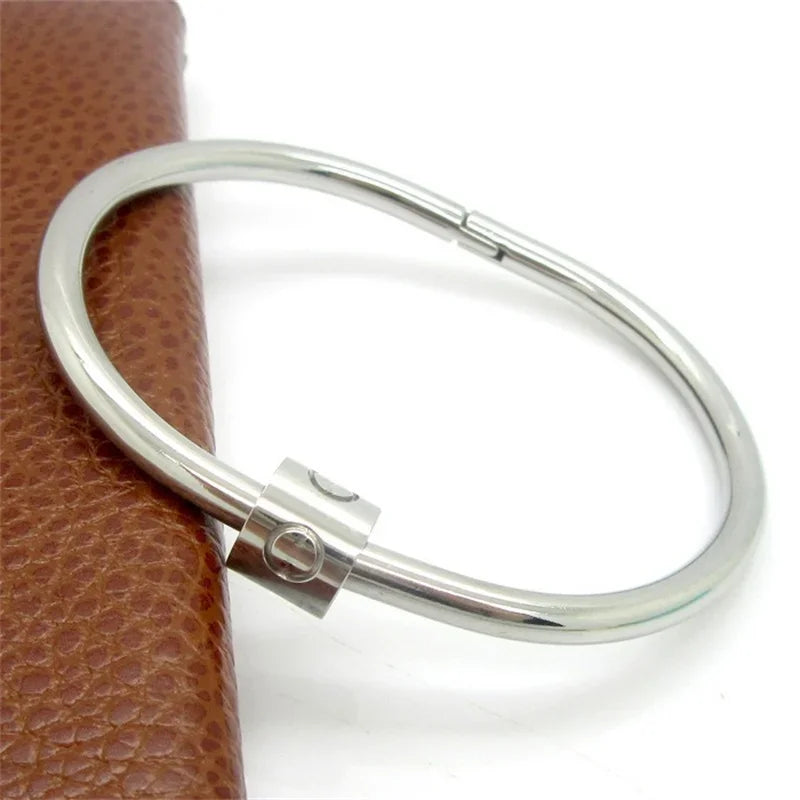 Titanium Steel Inspiration Bracelet - 18K Gold Plated with Zircon Bangle