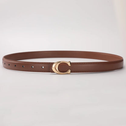 Elegant Women's PU Leather Belt - C-Shaped Buckle Fashion Belt with Gift Box