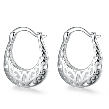 New Sterling Silver Earrings for Women high quality Jewelry Hollow Carved Christmas Gifts Trendsetter