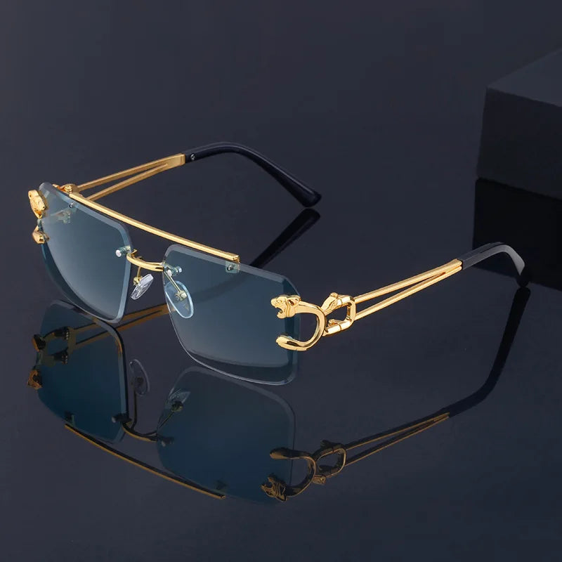 CEYYOR Vintage Punk Frameless Sunglasses — Golden UV400 Anti-Reflective | Women & Men