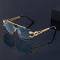 CEYYOR Vintage Punk Frameless Sunglasses — Golden UV400 Anti-Reflective | Women & Men