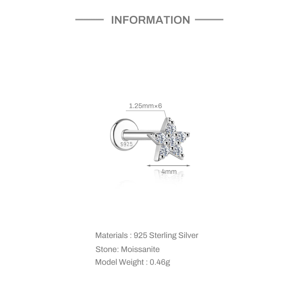 Moissanite Stud Earrings - 925 Sterling Silver, 0.03-1.2ct, D Color, GDTC Certified
