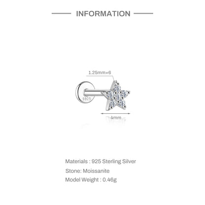 Moissanite Stud Earrings - 925 Sterling Silver, 0.03-1.2ct, D Color, GDTC Certified