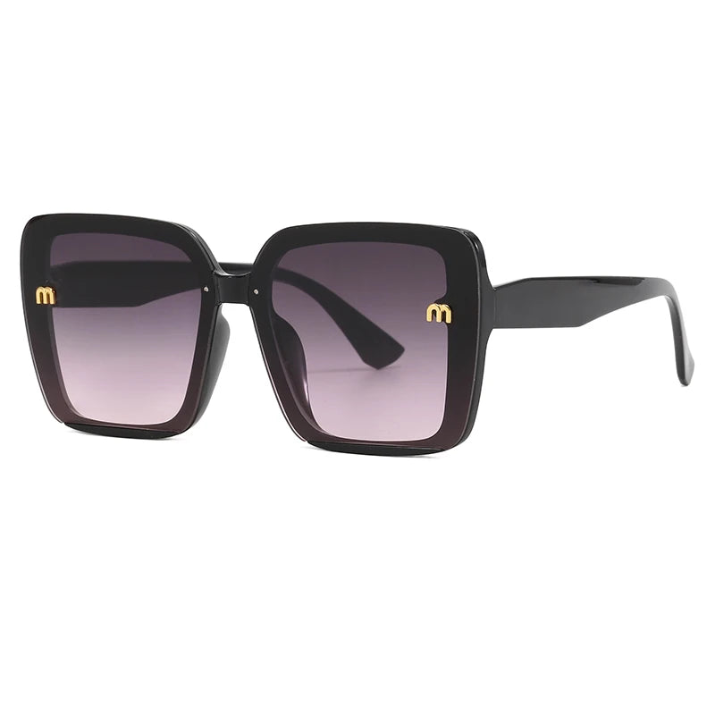 Brand Sunglasses Women's Square Classic Large Frame Fashion Men's Rectangular Letter Design Retro Sun Glasses UV400