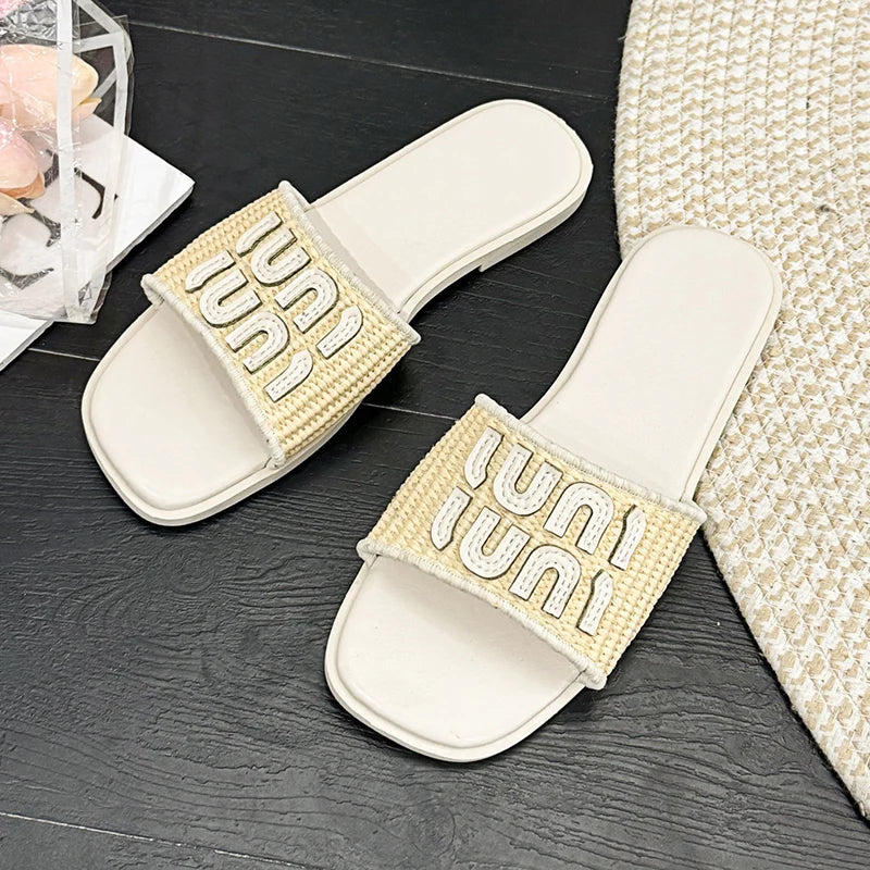 Women's Woven Beach Sandals - Summer Flip Flop Slides