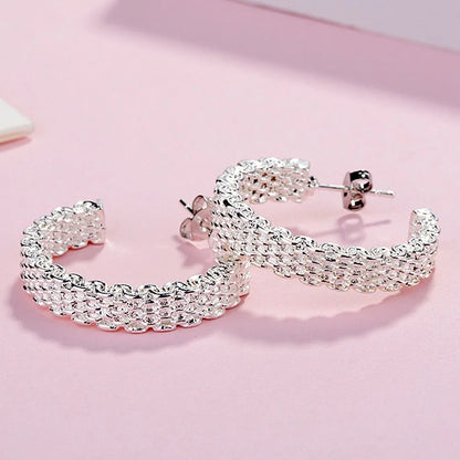 Popular fine Sterling Silver charms stud Earrings for Women Creativity Christmas Gifts Street all-match party Jewelry