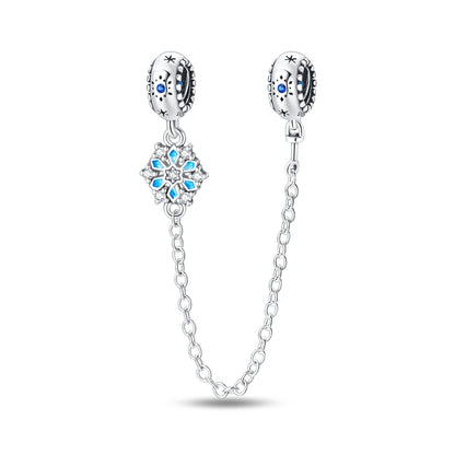 925 Sterling Silver Heart, Infinity & Triple Jewel Safety Chain Charm | Fits Pandora & Most Bracelets